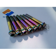 colorful titanium flange head bolt with safty holes